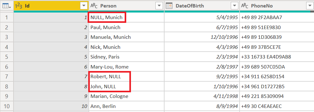 Fig.14: Split column and replace NULL values