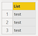 Figure 4 - List.Transform with a constant expression. Result.