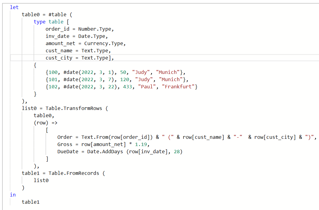 Figure 13 -Table.TransformRows: the input is a table with its rows.