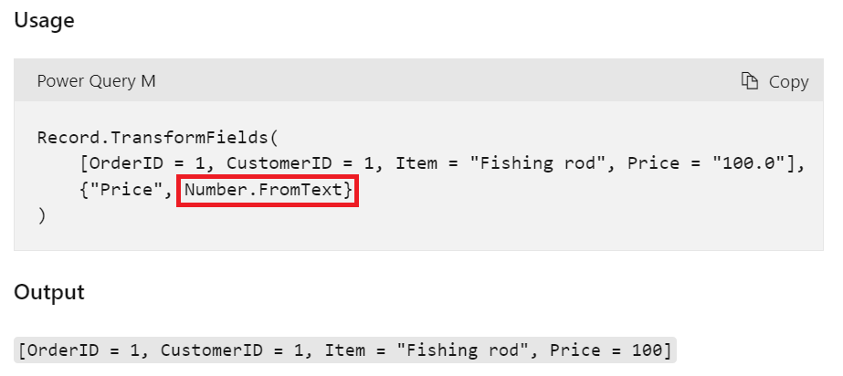 Figure 20 - MSDN syntax help for 'Record.TransformFields'