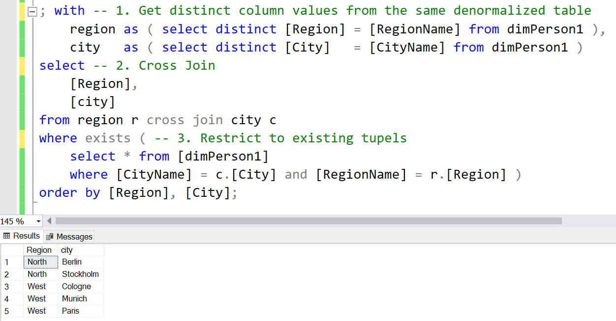 Figure 7 - SUMMARIZECOLUMNS on SQL: Restrict CrossMatrix using a Filter Table Figure 7 - SUMMARIZECOLUMNS on SQL: Restrict CrossMatrix using a Filter Table